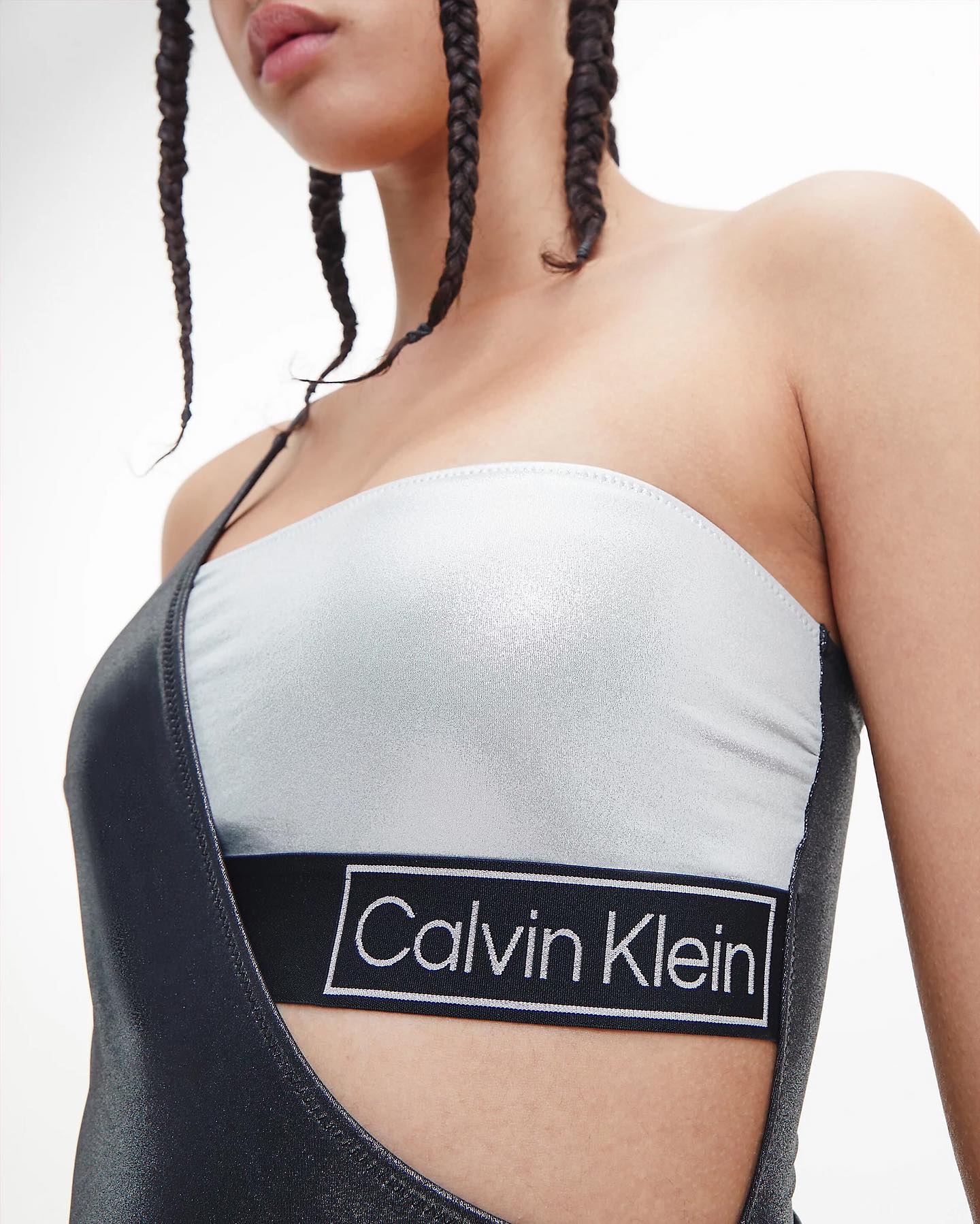 Calvin Klein — swimsuit, cutout detail with logo