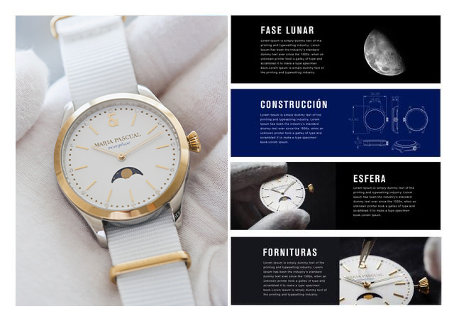 María Pascual Moonphase — lookbook spread, sections draft